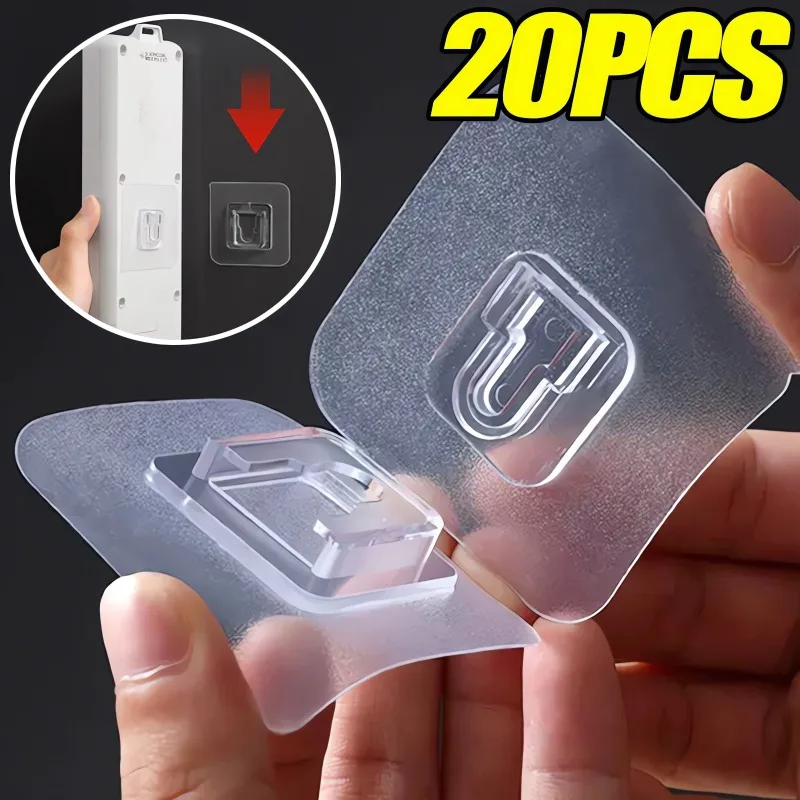 Commercial Kitchen Supplies - Double-Sided Adhesive Wall Hooks & Transparent