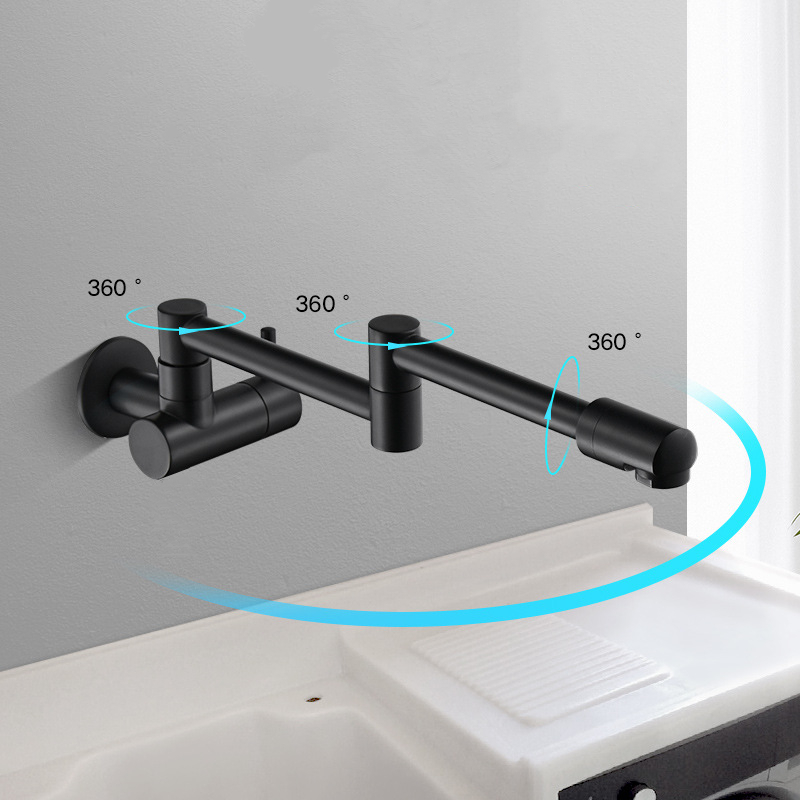 Commercial Kitchen Utensils - Silver Wall Mounted Pot Filler Faucet,