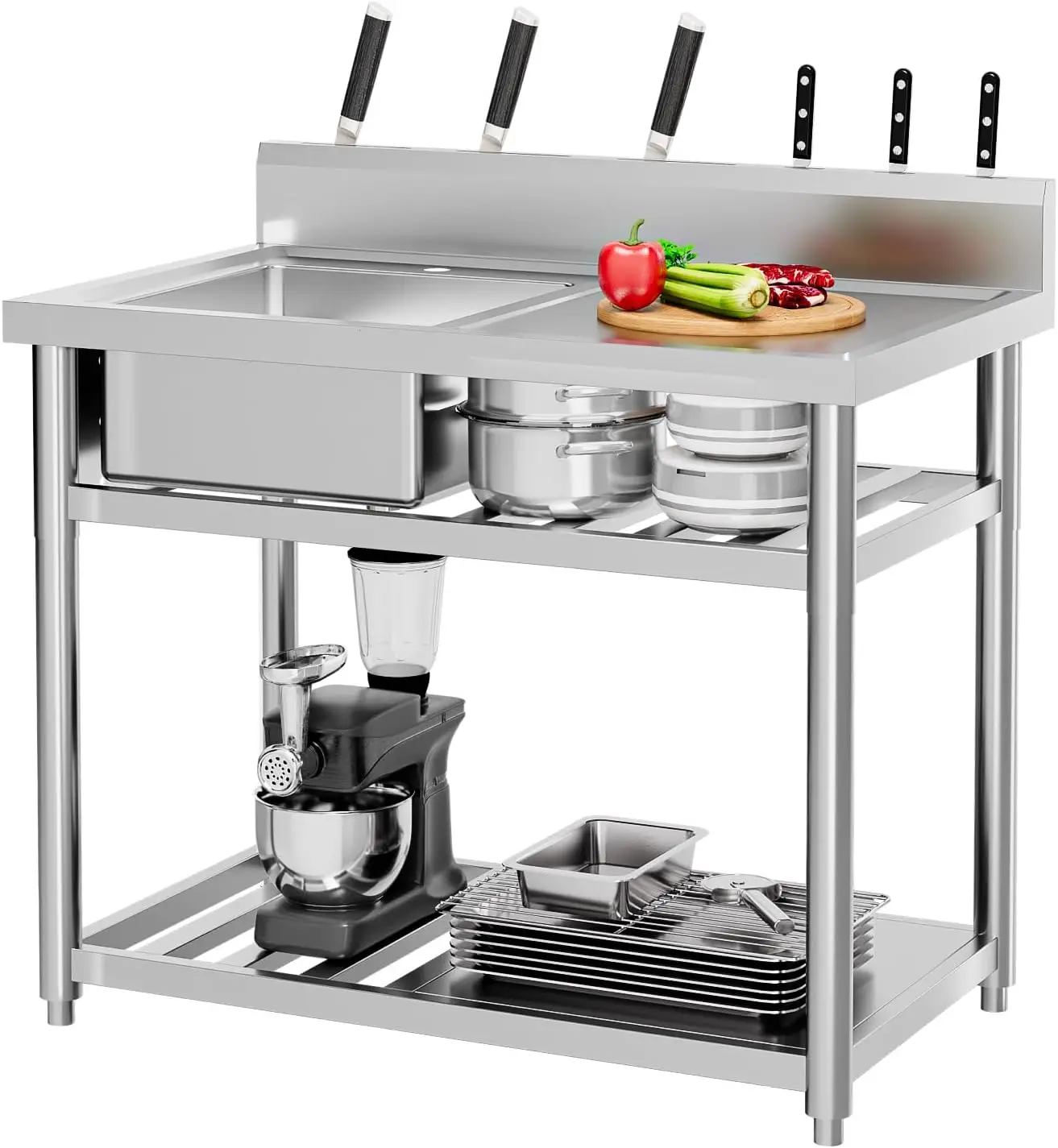 Stainless Steel Utility Sink,  - Commercial Kitchen Double Sink 评论和价格