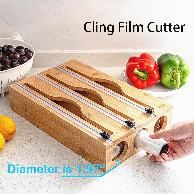 3 In 1 Bamboo Foil Cling Film  - Commercial Kitchen Utensil Organizer 评论和价格