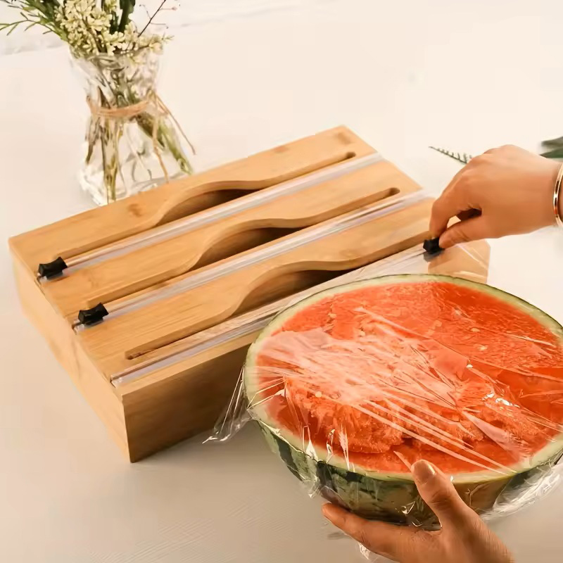 3 In 1 Bamboo Foil Cling Film  - Commercial Kitchen Utensil Organizer 评论和价格