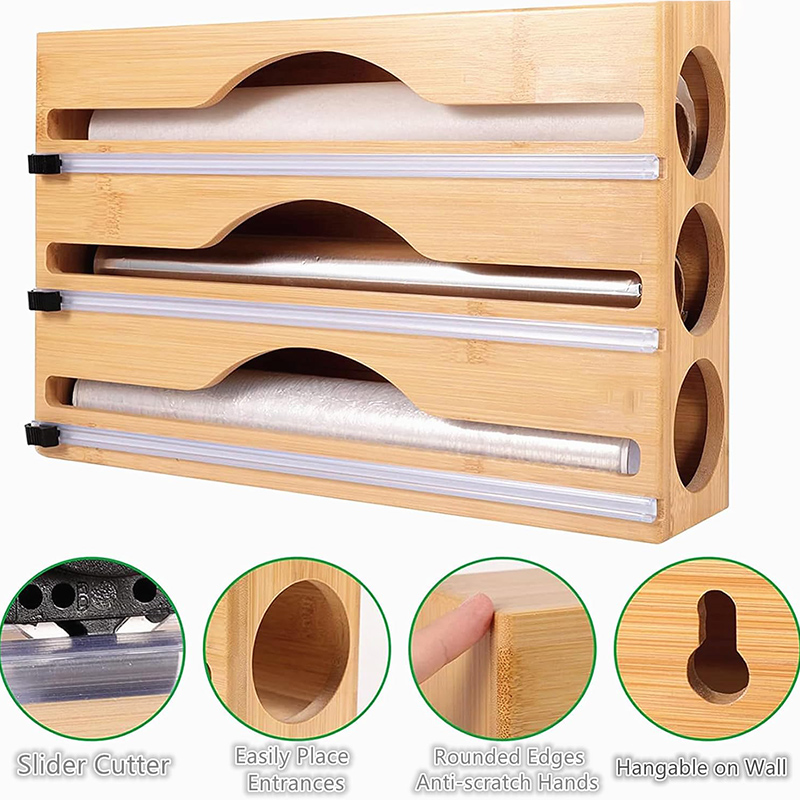 3 In 1 Bamboo Foil Cling Film  - Commercial Kitchen Utensil Organizer 评论和价格