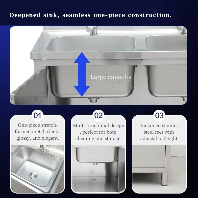 Commercial Stainless Steel Sin - Commercial Kitchen Double Sink 评论和价格