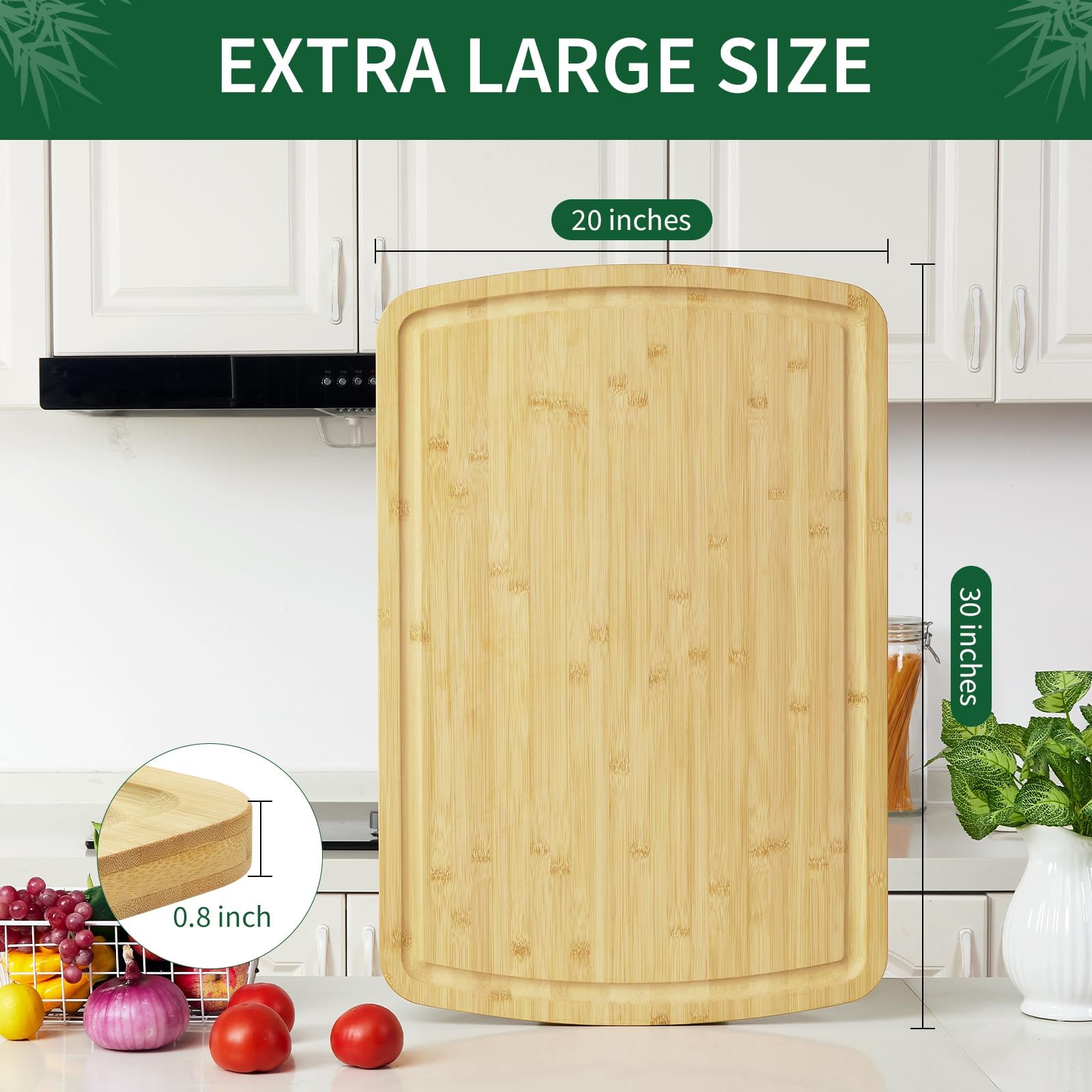 30x20 Inch Large Bamboo Cuttin - Commercial Kitchen Deep Cleaning 评论和价格